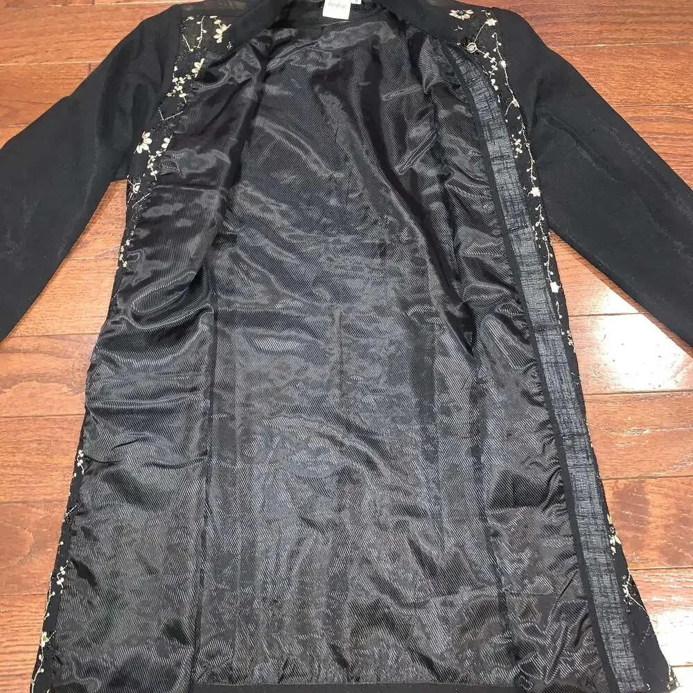 Darshan Men’s Black Embroidered Ethnic Jacket Sz‎ 9 Long Coat Style Indo-Western